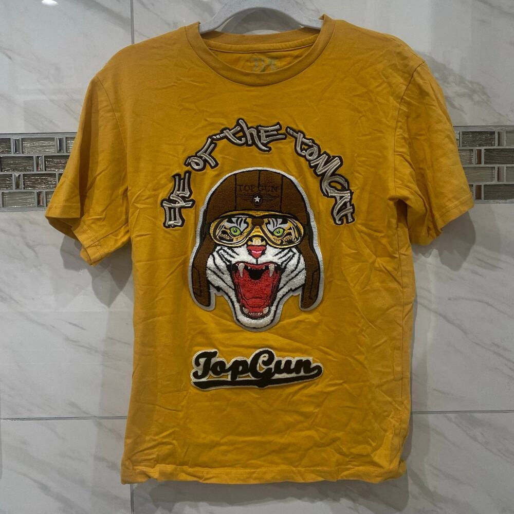 Top Gun “Eye of the Tomcat” Embroidered T-shirt Yellow Men's Size S